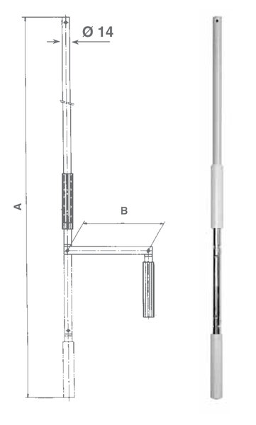 402.A.C5.71 - Asta di manovra in alluminio anodizzato, braccio 140mm